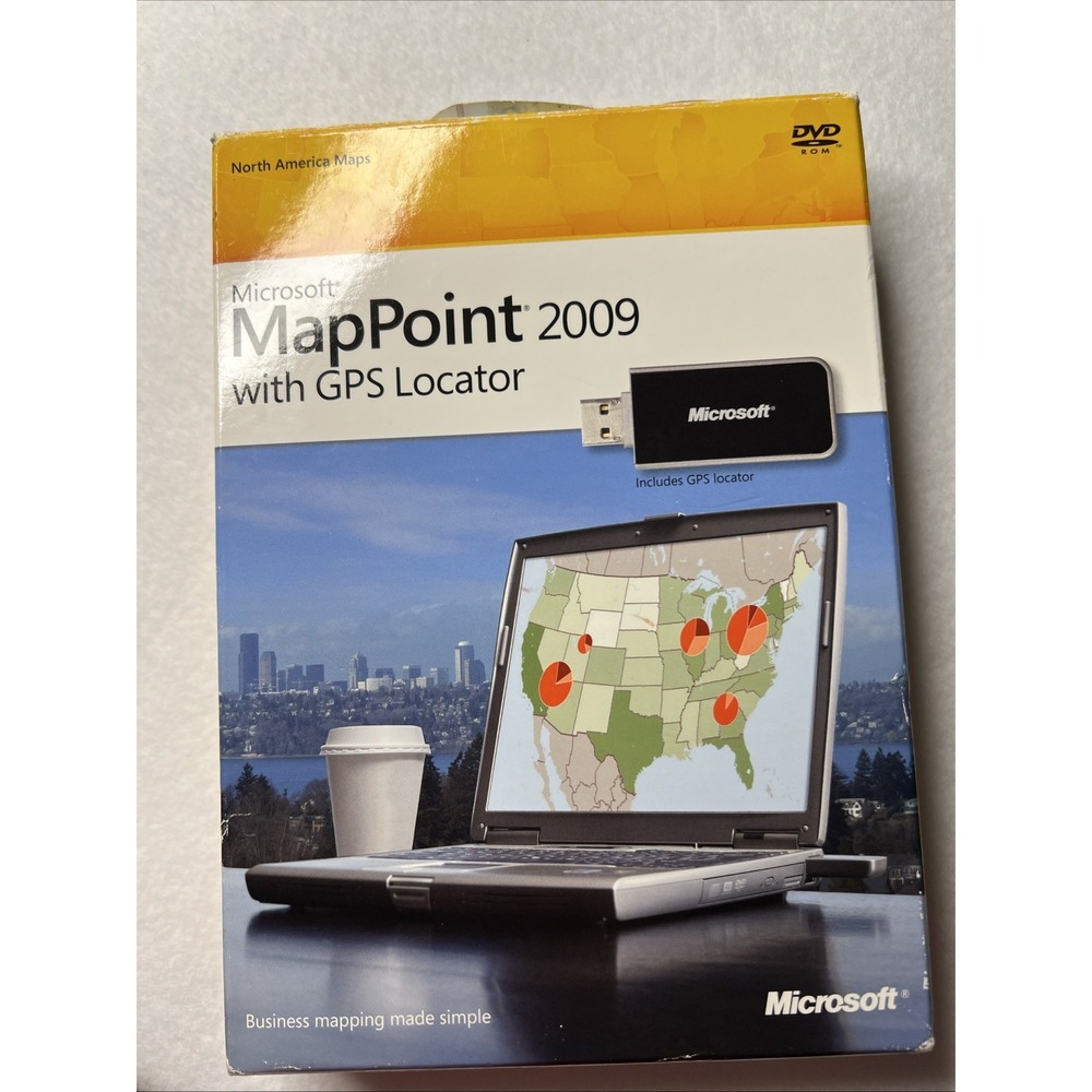 Microsoft MapPoint 2009 North America Maps DVD PC Software Product Key GPS